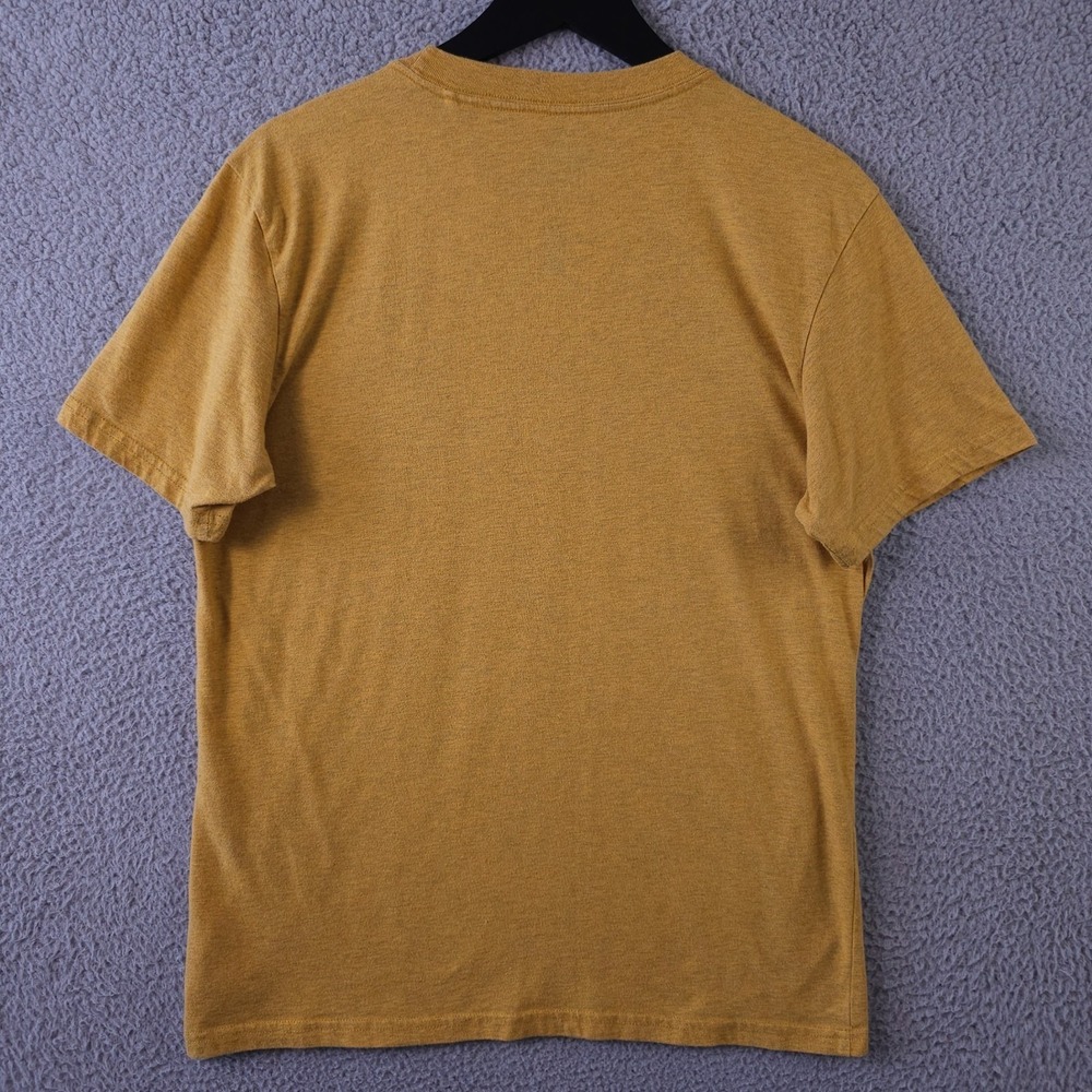 prAna Lock Tee Shirt Men Medium Yellow Crew Neck Graphic Hiking Outdoors Gorpore - Picture 3 of 12